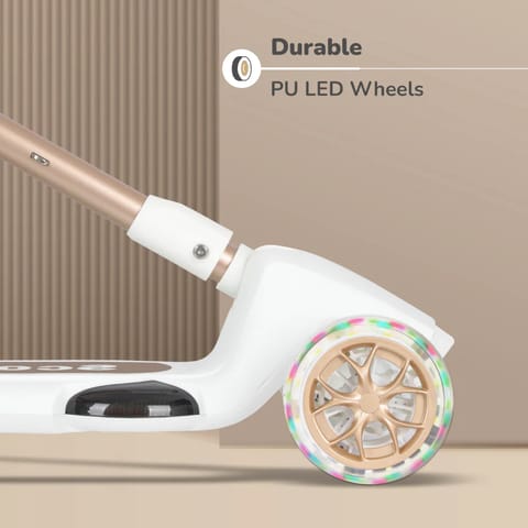 R for Rabbit Road Runner Blaze Scooter For Kids With PU LED Wheels And LED lights,Cream Gold