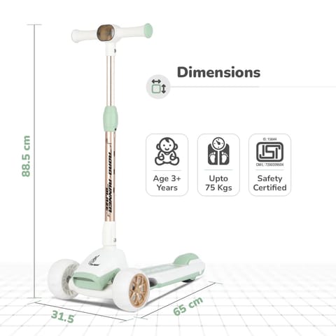 R for Rabbit Road Runner Blaze Scooter For Kids With PU LED Wheels And LED lights,Green Gold