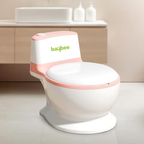 Baybee Lasso Western Toilet Potty Seat For Kids -  Baby Potty Training Seat Chair With Anti Slip Base -  Splash Guard -  Music & Cushion Seat | Kids Toilet Seat (Pink)