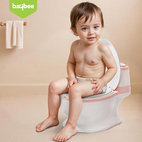 Baybee Lasso Western Toilet Potty Seat For Kids -  Baby Potty Training Seat Chair With Anti Slip Base -  Splash Guard -  Music & Cushion Seat | Kids Toilet Seat (Pink)