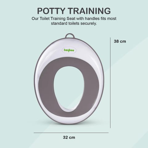 Baybee Baby Potty Training Seat for Kids, Western Toilet Potty Ring with Soft cushion seat with Handle, Fits Round & Oval Toilets, Non Slip with Splash Guard Potty Seat (Bliss Grey)