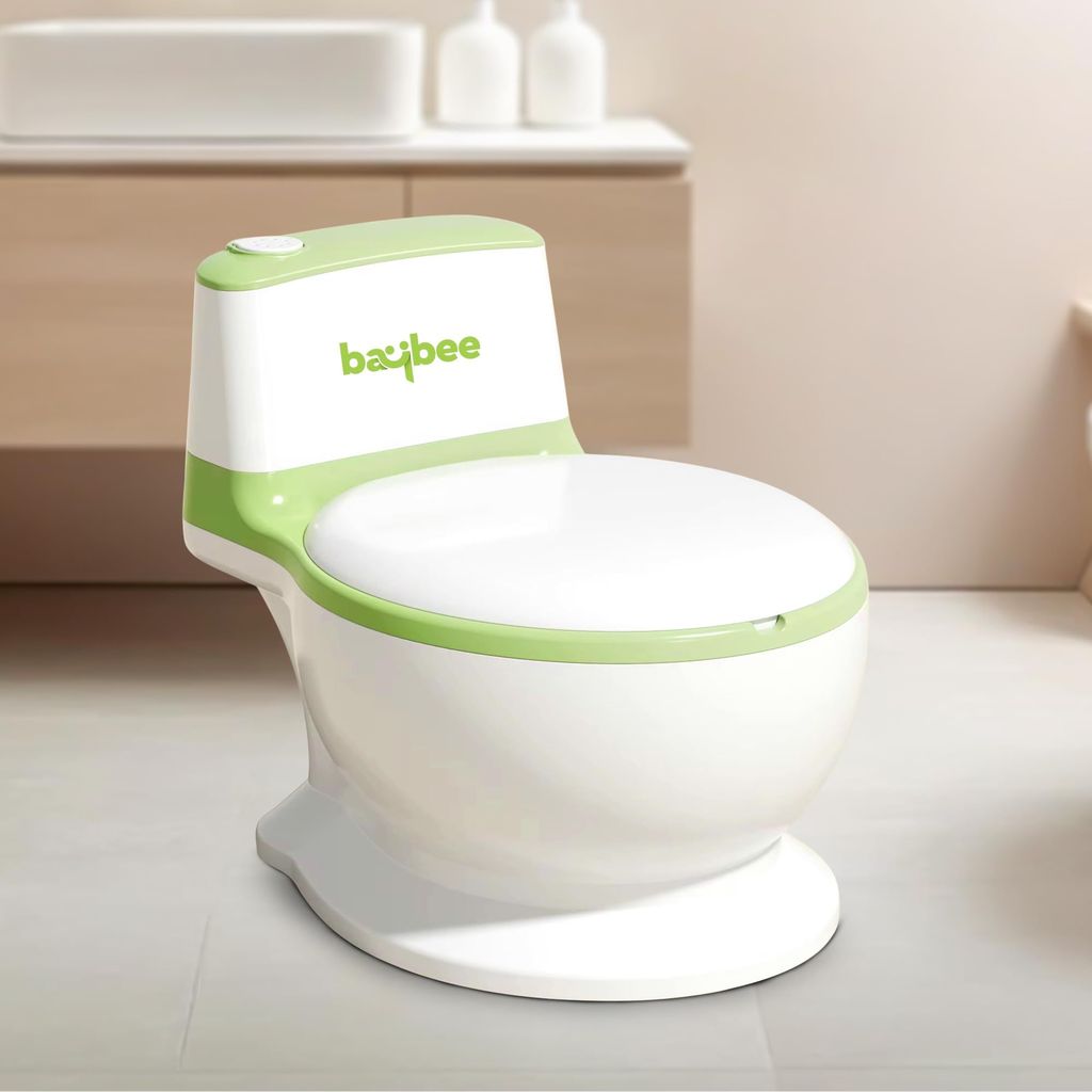 Baybee Lasso Western Toilet Potty Seat For Kids -  Baby Potty Training Seat Chair With Anti Slip Base -  Splash Guard -  Music & Cushion Seat | Kids Toilet Seat (Green)