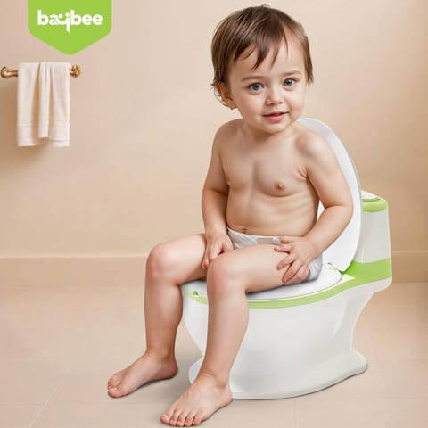 Baybee Lasso Western Toilet Potty Seat For Kids -  Baby Potty Training Seat Chair With Anti Slip Base -  Splash Guard -  Music & Cushion Seat | Kids Toilet Seat (Green)