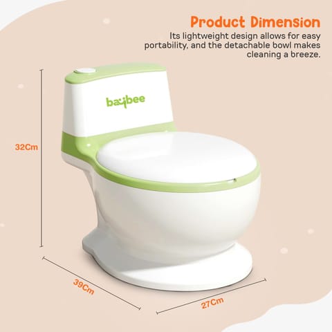 Baybee Lasso Western Toilet Potty Seat For Kids -  Baby Potty Training Seat Chair With Anti Slip Base -  Splash Guard -  Music & Cushion Seat | Kids Toilet Seat (Green)