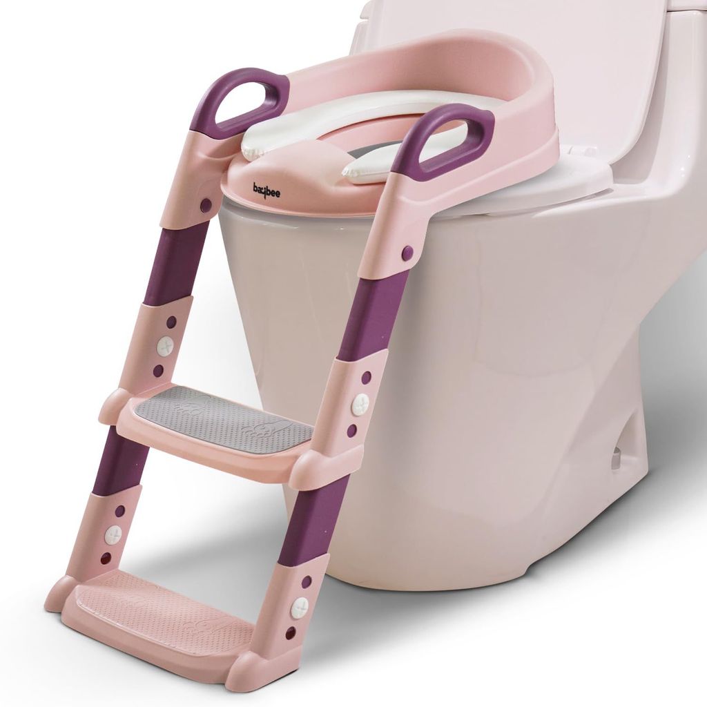 Baybee Aura Western Potty Training Cushioned Seat With Steps & Easy Grip Handle - Pink