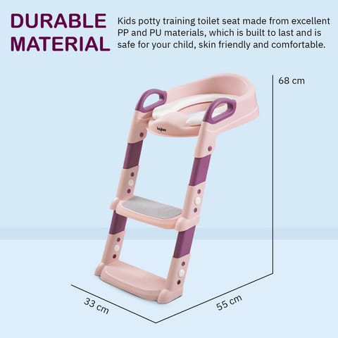 Baybee Aura Western Potty Training Cushioned Seat With Steps & Easy Grip Handle - Pink