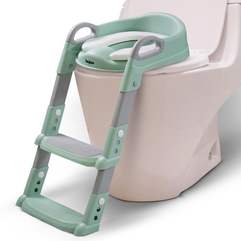 Baybee Aura Western Potty Training Cushioned Seat With Steps & Easy Grip Handle - Green