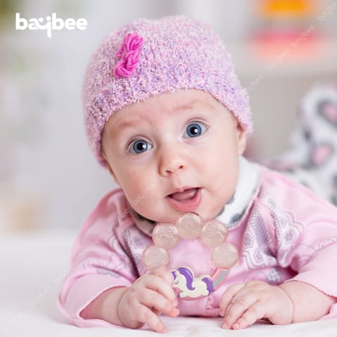 Baybee Unicorn Natural Gel Silicone Teether for Babies to Soothe Their Gums, Bpa Free Food Grade Easy Teething & Chewing Toys for Babies 6 to 12 Months Baby Infant (PINK)