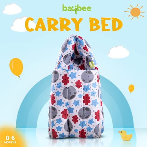 Baybee Polyester Little Max 3 in 1 Baby's Cotton Bed, Cum Carry Bed Printed Baby Sleeping Bag, Baby Bed-Infant Portable Bassinet-Nest for Co-Sleeping Baby Bedding for New Born 0-12 Months Old (Red)