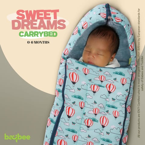 Baybee 3 in 1Velvet Cotton Baby Bed Cum Carry Bed, Printed Baby Sleeping Bag-Baby Bed-Infant Portable Bassinet-Nest for Co-Sleeping Baby Bedding (Dark Green)