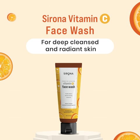 Sirona Vitamin C Face Wash for Men & Women 125 ml, Charcoal Licorice Root & Tasmanian Pepper Fruit