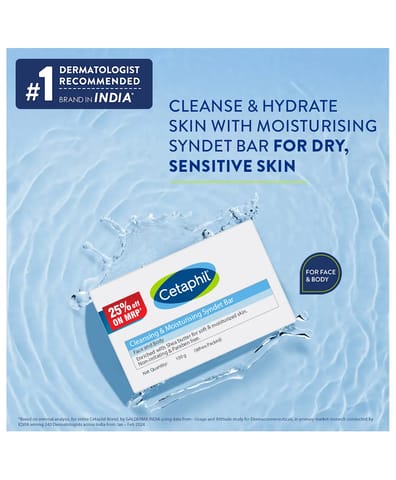 Cetaphil Cleansing Moisturizing Syndet Bar for Face and Body - 100 g