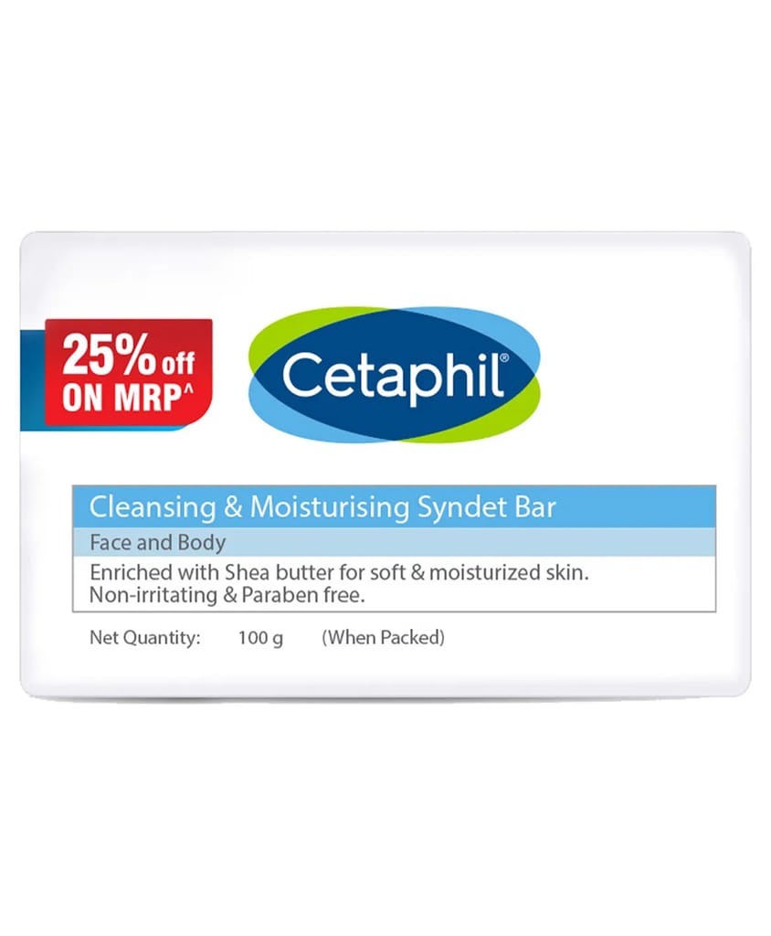 Cetaphil Cleansing Moisturizing Syndet Bar for Face and Body - 100 g